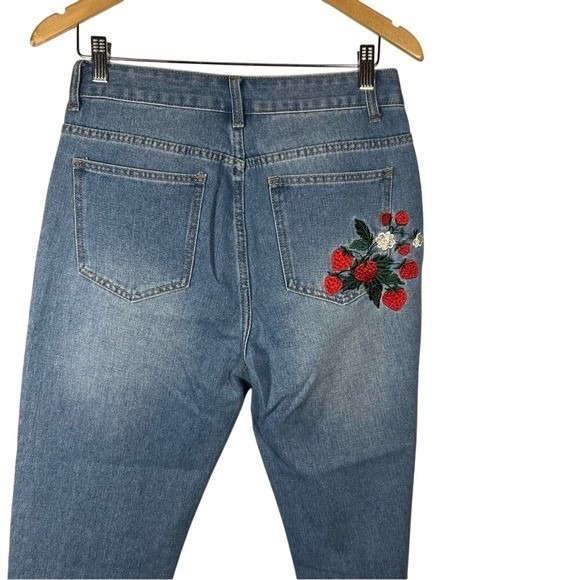 ROMWE Embroidered Jeans High Rise Mom Jeans Denim Pants Size Medium - Picture 3 of 12